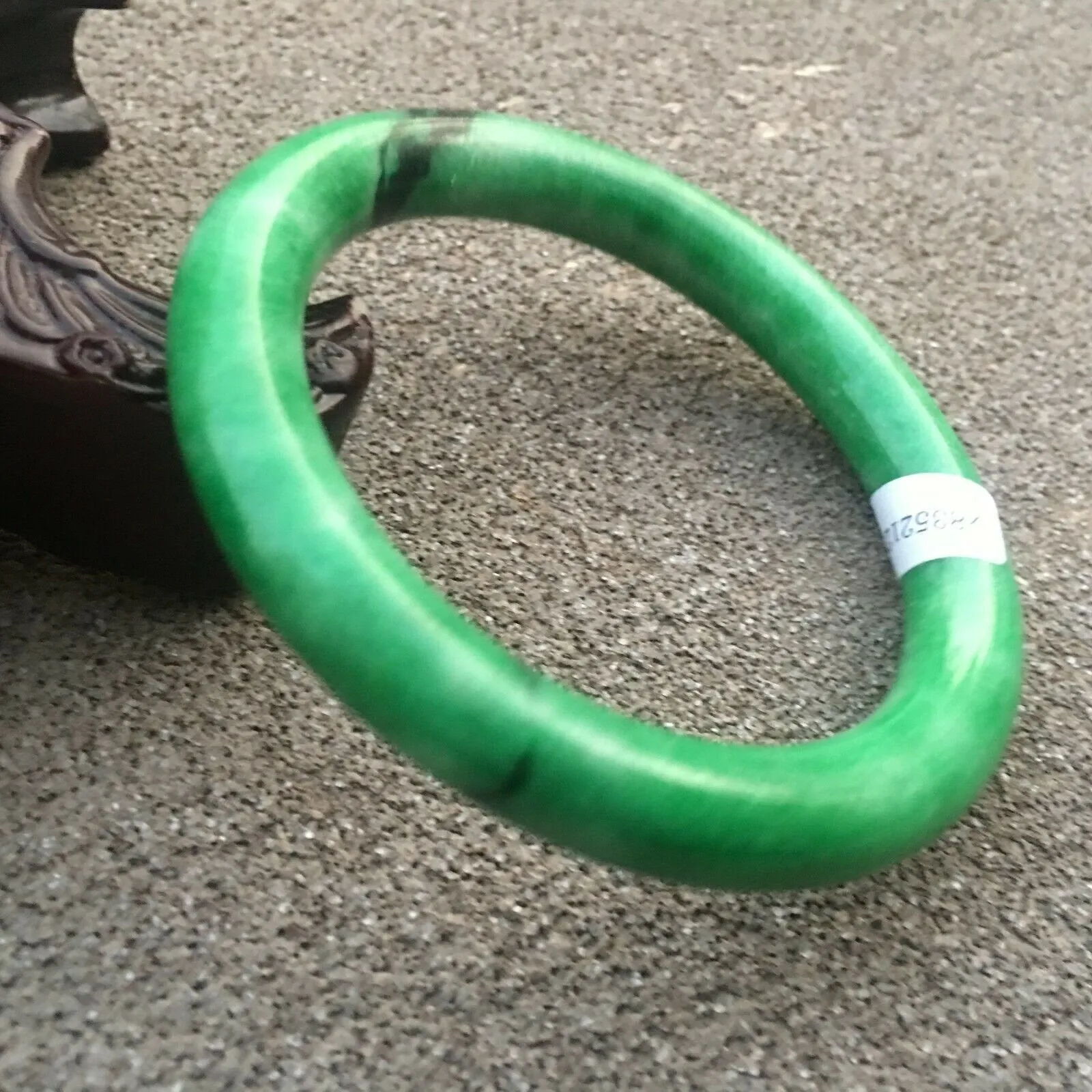 10% OFF- 58/59/60mm Certified Natural Green Jadeite Emerald A*Jade HandCarve Round Bracelet Bangle X2173