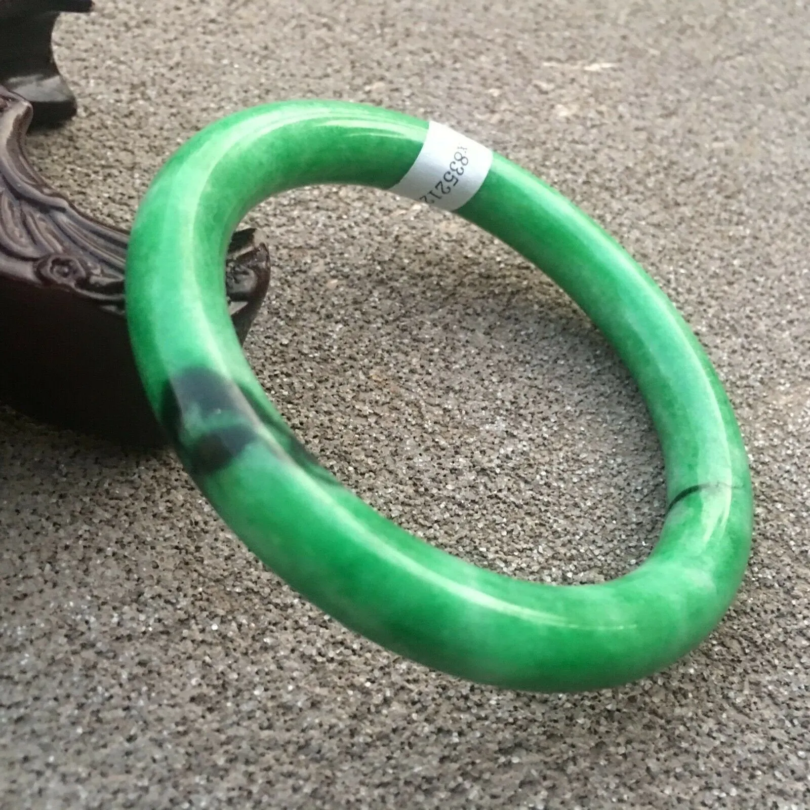 10% OFF- 58/59/60mm Certified Natural Green Jadeite Emerald A*Jade HandCarve Round Bracelet Bangle X2173