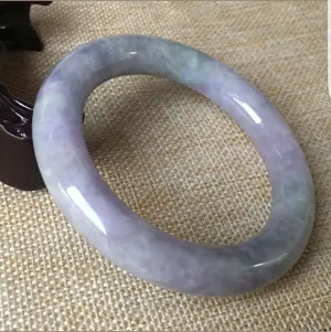 10% OFF- 58/59/60mm Certified Natural Lavender Jadeite Emerald A*Jade HandCarved Bangle C043