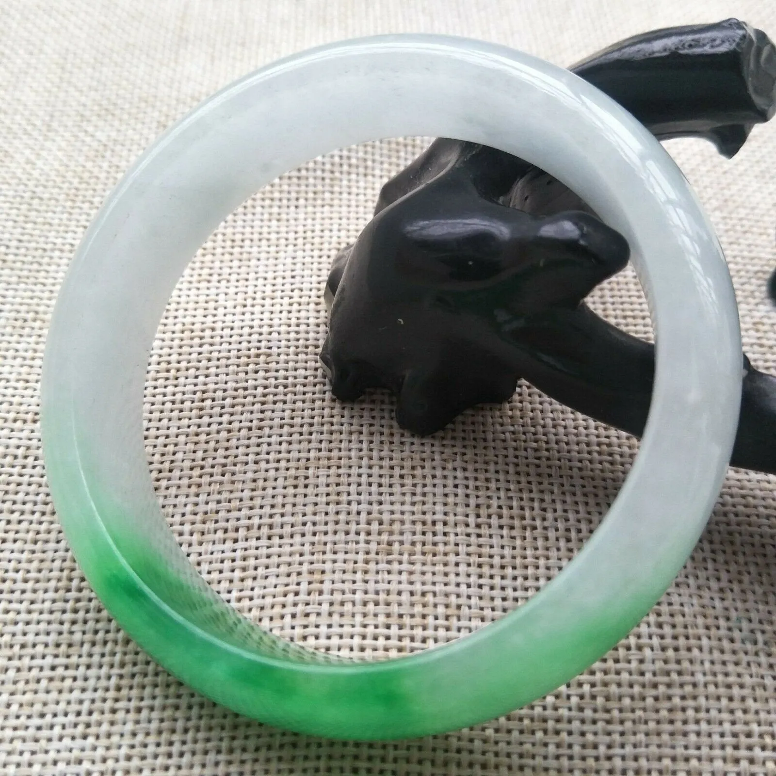 10% OFF- 58/59/60mm Certified Natural Light Green Jadeite Emerald A*Jade HandCarved Bangle F315