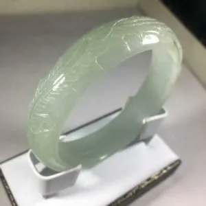 10% OFF- 58/59/60mm Certified Natural Light Green Jadeite Emerald A*Jade HandCarved Bangle GX3132