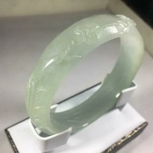10% OFF- 58/59/60mm Certified Natural Light Green Jadeite Emerald A*Jade HandCarved Bangle GX3132