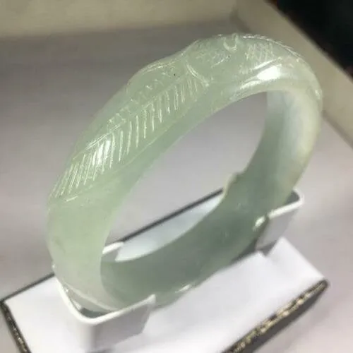 10% OFF- 58/59/60mm Certified Natural Light Green Jadeite Emerald A*Jade HandCarved Bangle GX3132