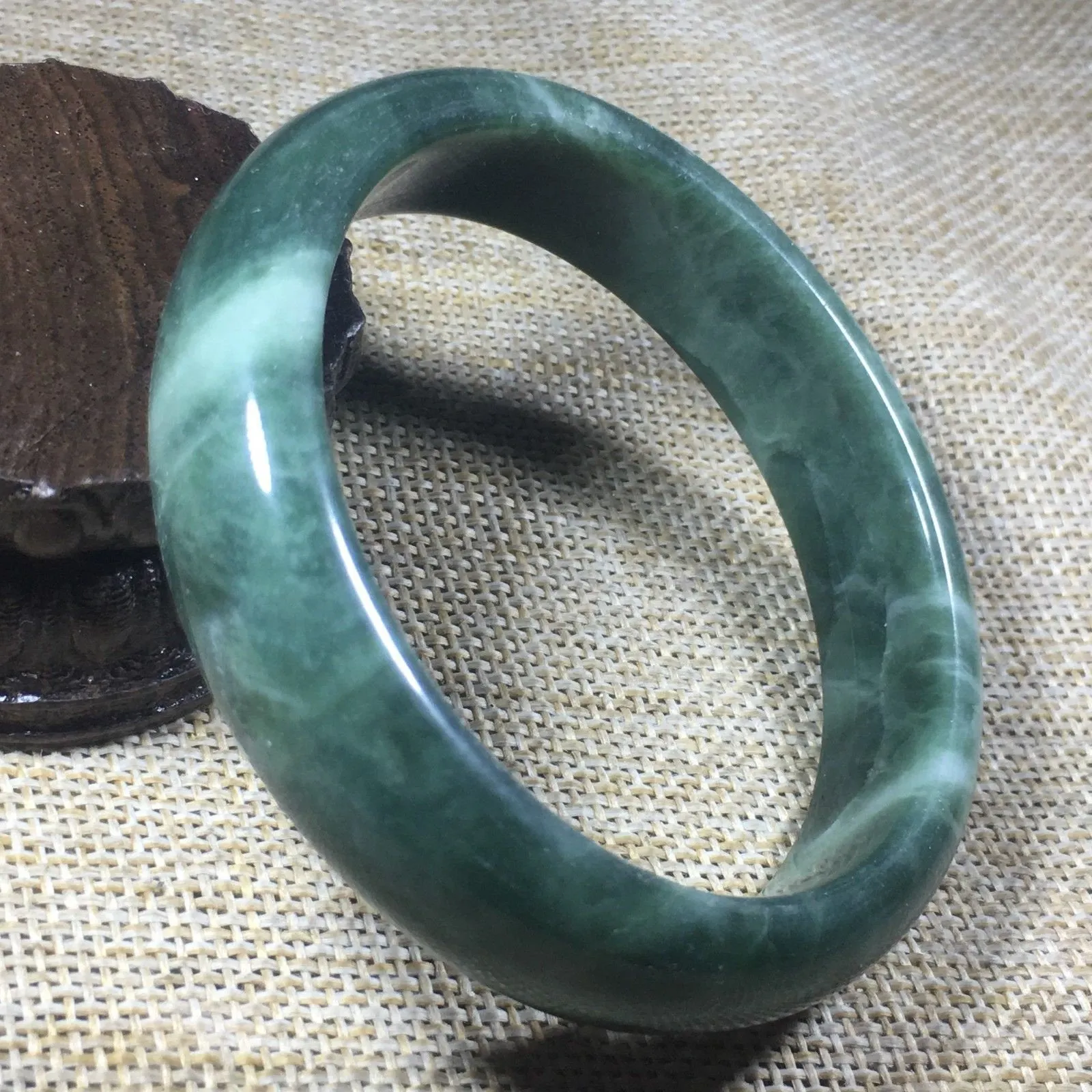 10% OFF- 58/59/60mm Certified Natural Oily Green Jadeite Emerald A*Jade HandCarved Bangle A151