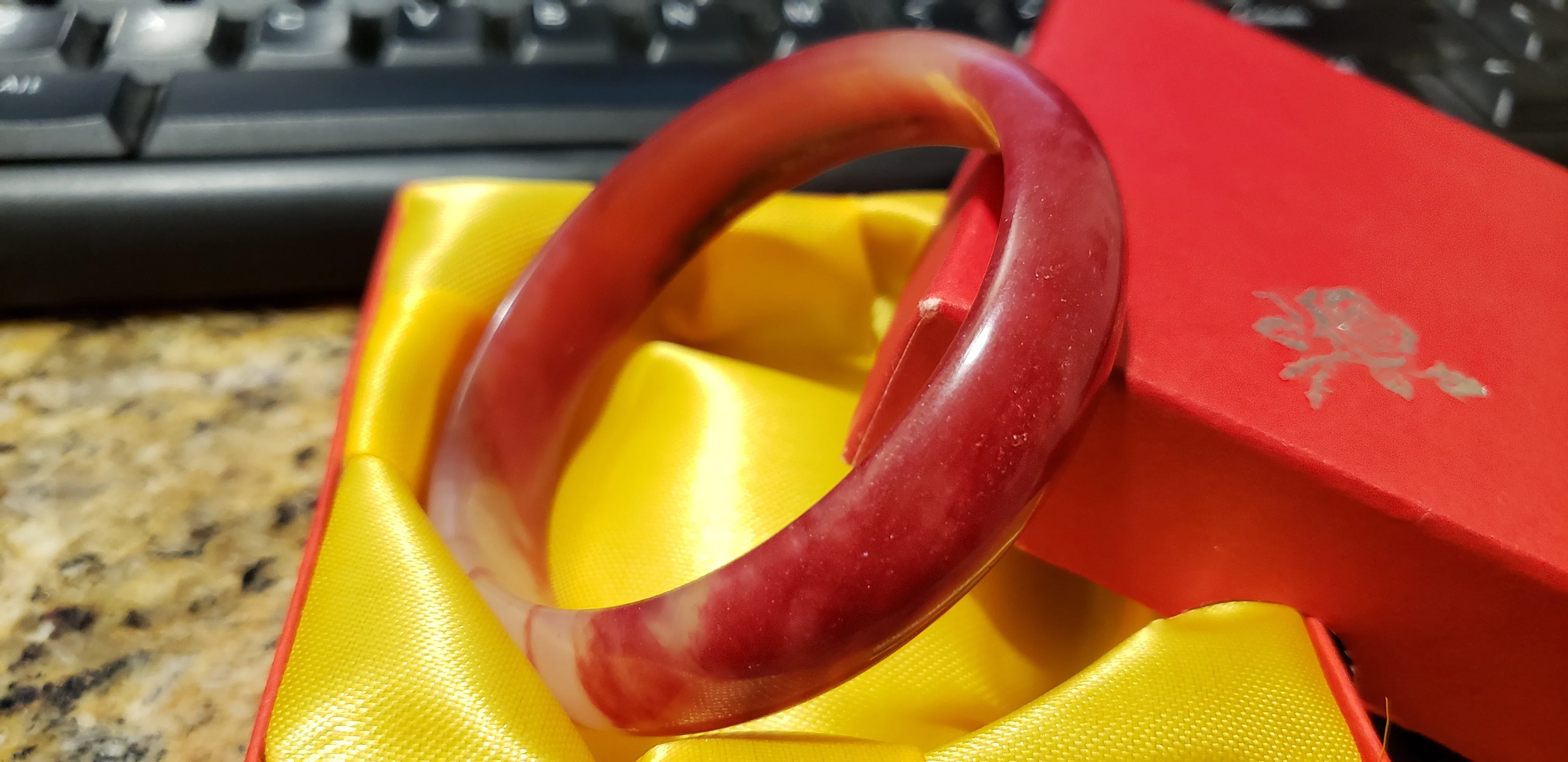 10% OFF- 58/59/60mm Certified Natural Red Emerald A*Jade Handcarved Bangle H522