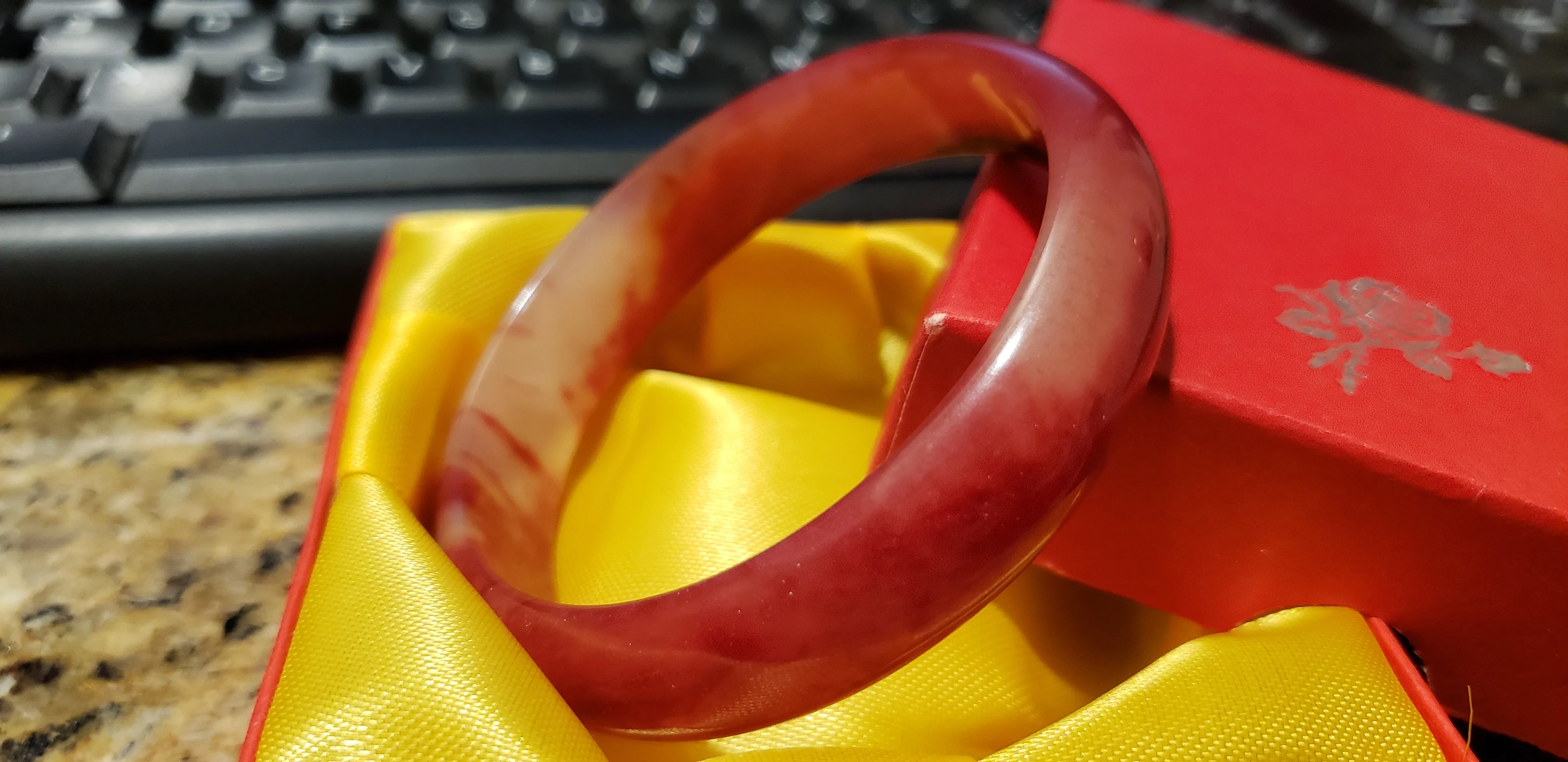 10% OFF- 58/59/60mm Certified Natural Red Emerald A*Jade Handcarved Bangle H522