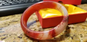 10% OFF- 58/59/60mm Certified Natural Red Emerald A*Jade Handcarved Bangle H523