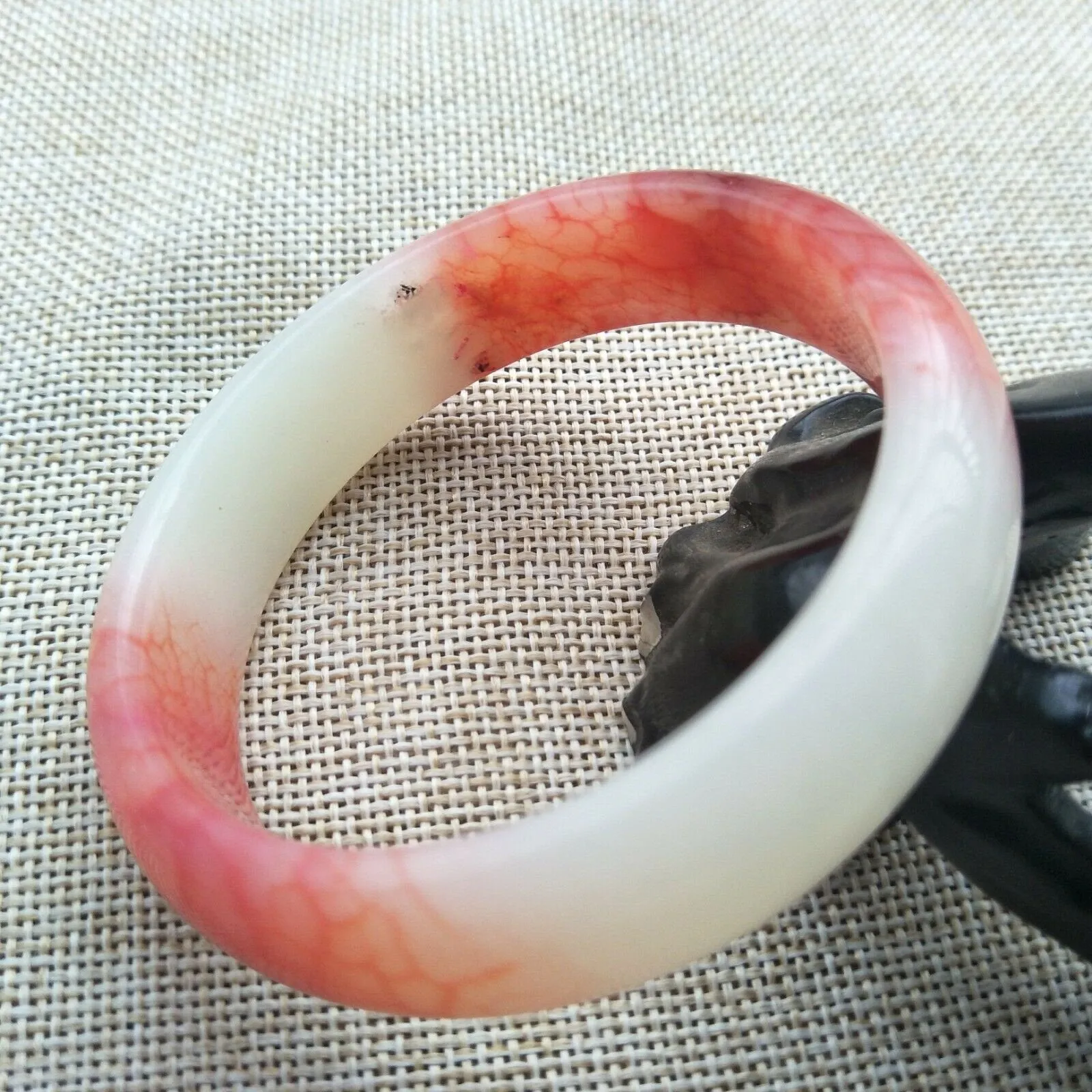10% OFF- 58/59/60mm Certified Natural Red Emerald A*Jade HandCarved Round Bangle X9988