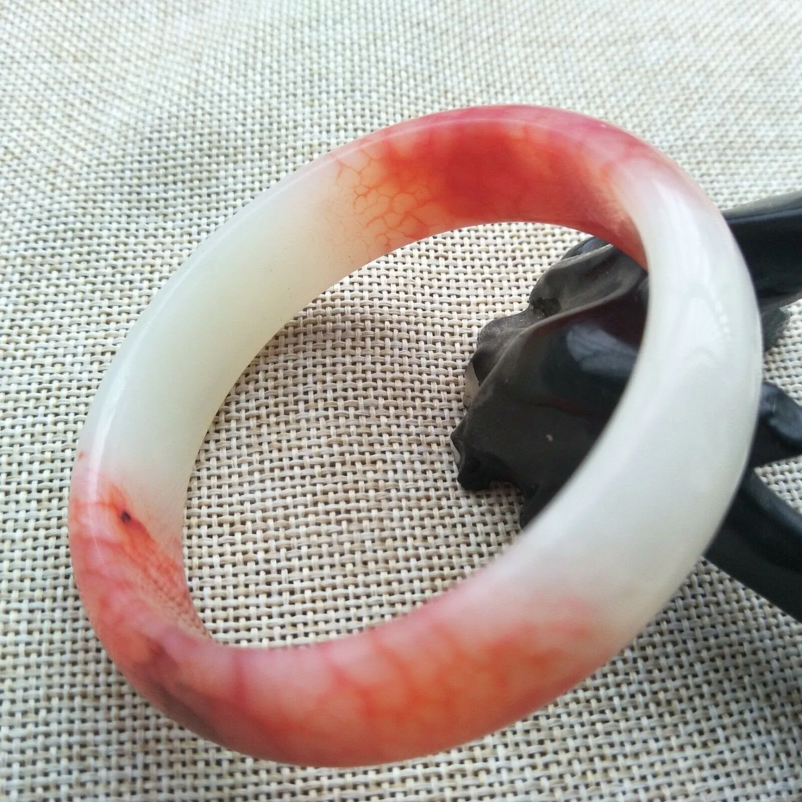 10% OFF- 58/59/60mm Certified Natural Red Emerald A*Jade HandCarved Round Bangle X9988