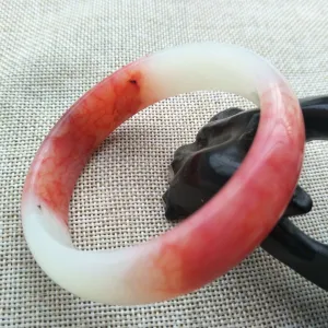 10% OFF- 58/59/60mm Certified Natural Red Emerald A*Jade HandCarved Round Bangle X9988