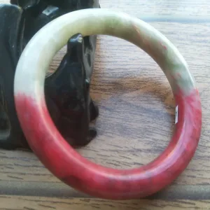 10% OFF- 58/59/60mm Certified Natural Red Jadeite Emerald A*Jade Handcarved Round Jade Bangle A341