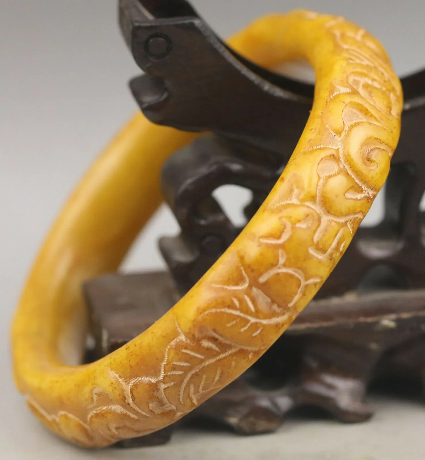 10% OFF- 59/60/61mm Certified Natural Jadeite Emerald A*Jade HandCarved Dragon Bangle NO.G422
