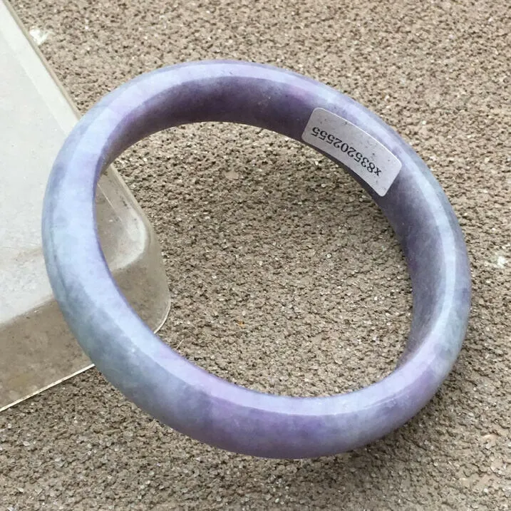 10% OFF- 59/60/61mm Certified Natural Lavender Jadeite Emerald A*Jade HandCarved Bangle x2555