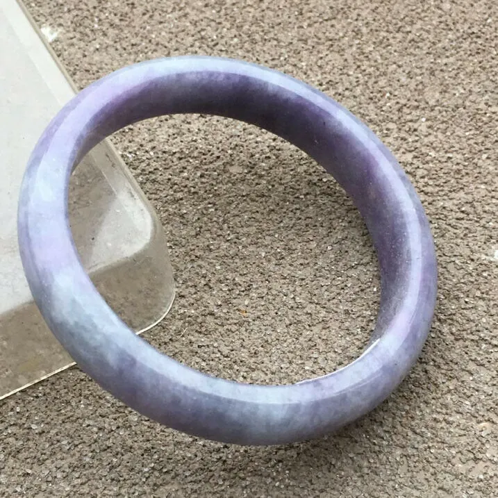 10% OFF- 59/60/61mm Certified Natural Lavender Jadeite Emerald A*Jade HandCarved Bangle x2555