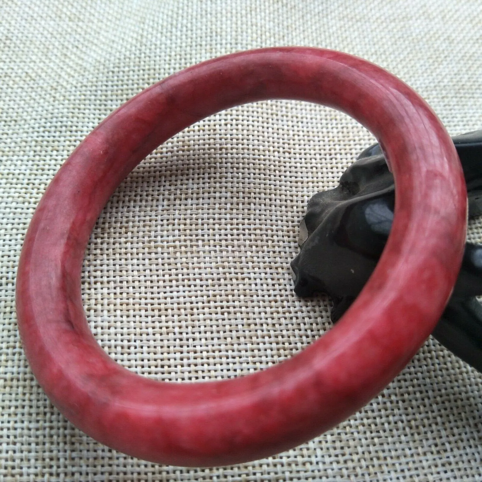 10% OFF- 59/60/61mm Certified Natural Red Emerald A*Jade HandCarved Round Bangle A302