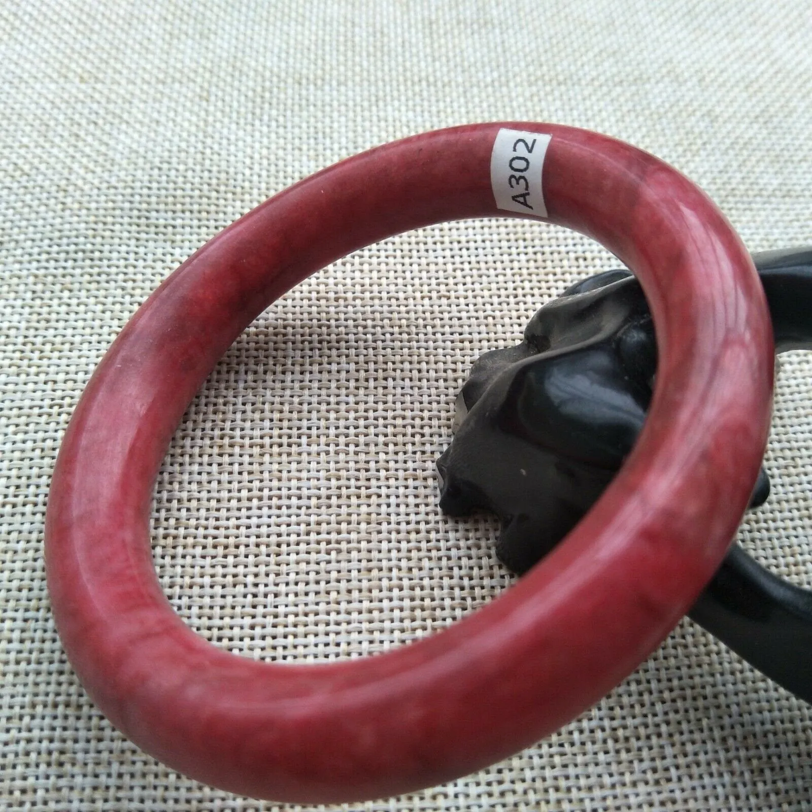 10% OFF- 59/60/61mm Certified Natural Red Emerald A*Jade HandCarved Round Bangle A302