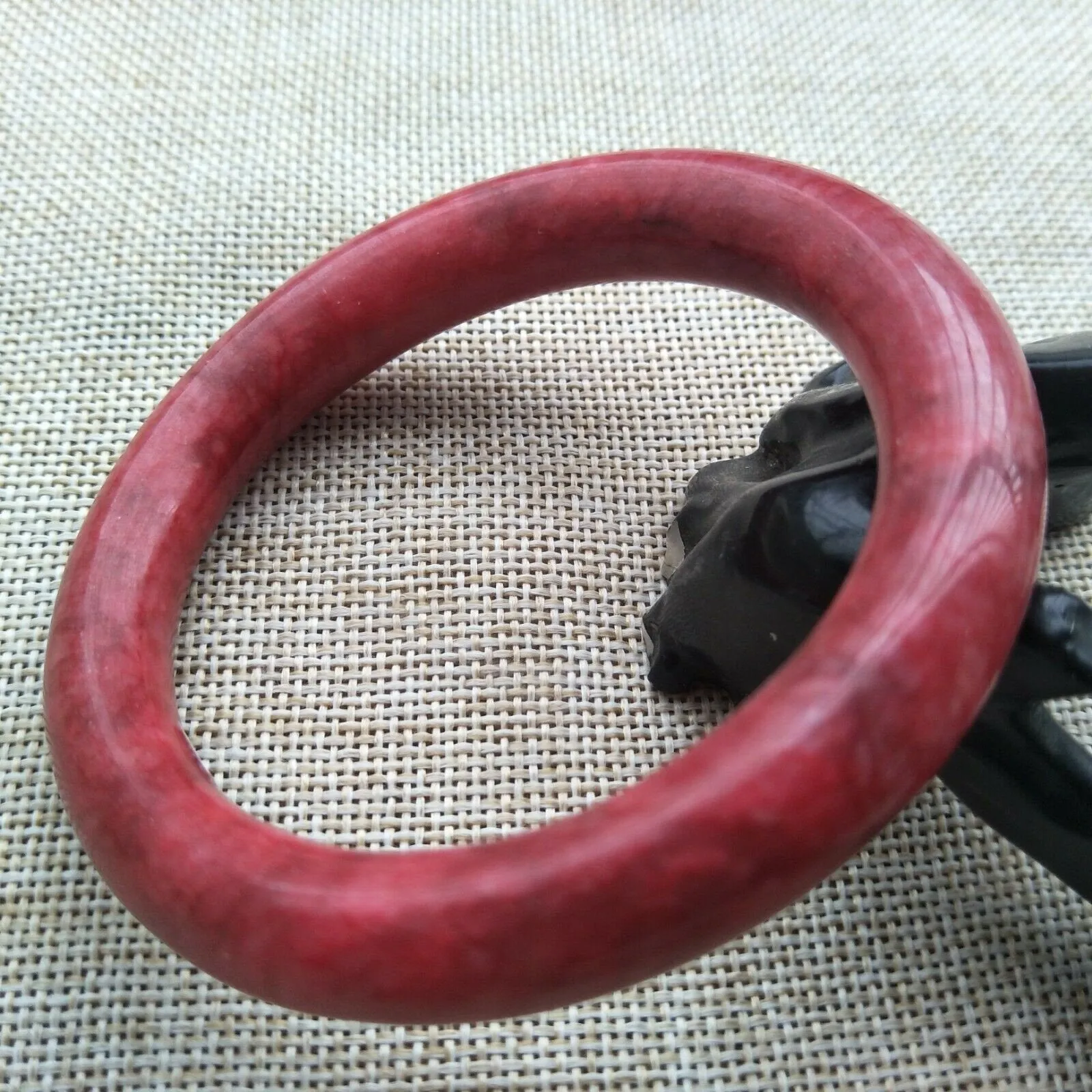 10% OFF- 59/60/61mm Certified Natural Red Emerald A*Jade HandCarved Round Bangle A302