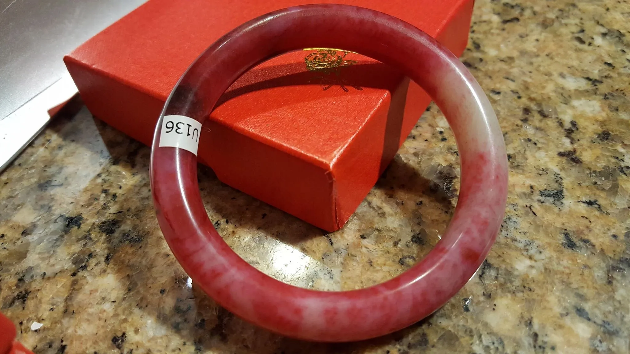 10% OFF- 59/60/61mm Certified Natural Red Xiu Emerald A*Jade HandCarved Bangle U136