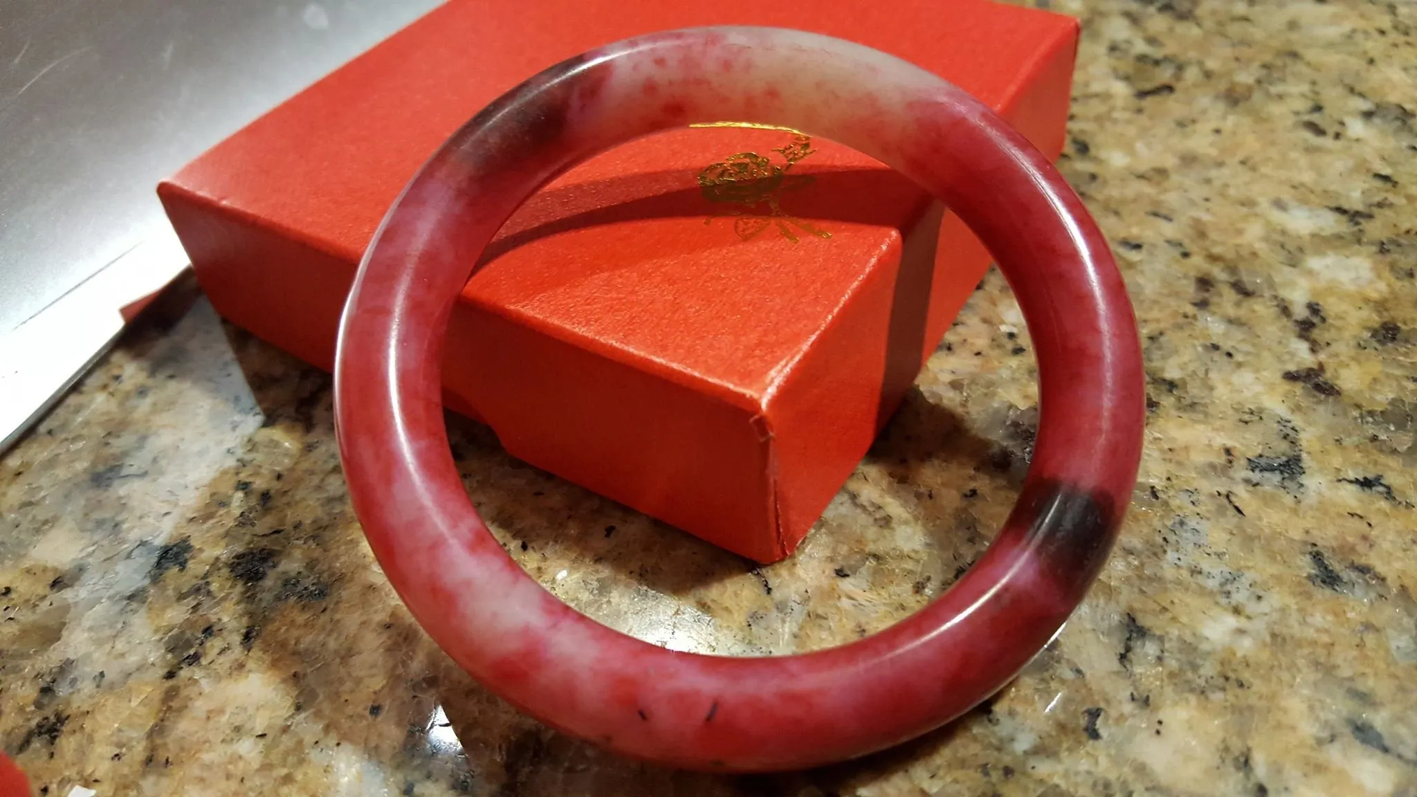 10% OFF- 59/60/61mm Certified Natural Red Xiu Emerald A*Jade HandCarved Bangle U136