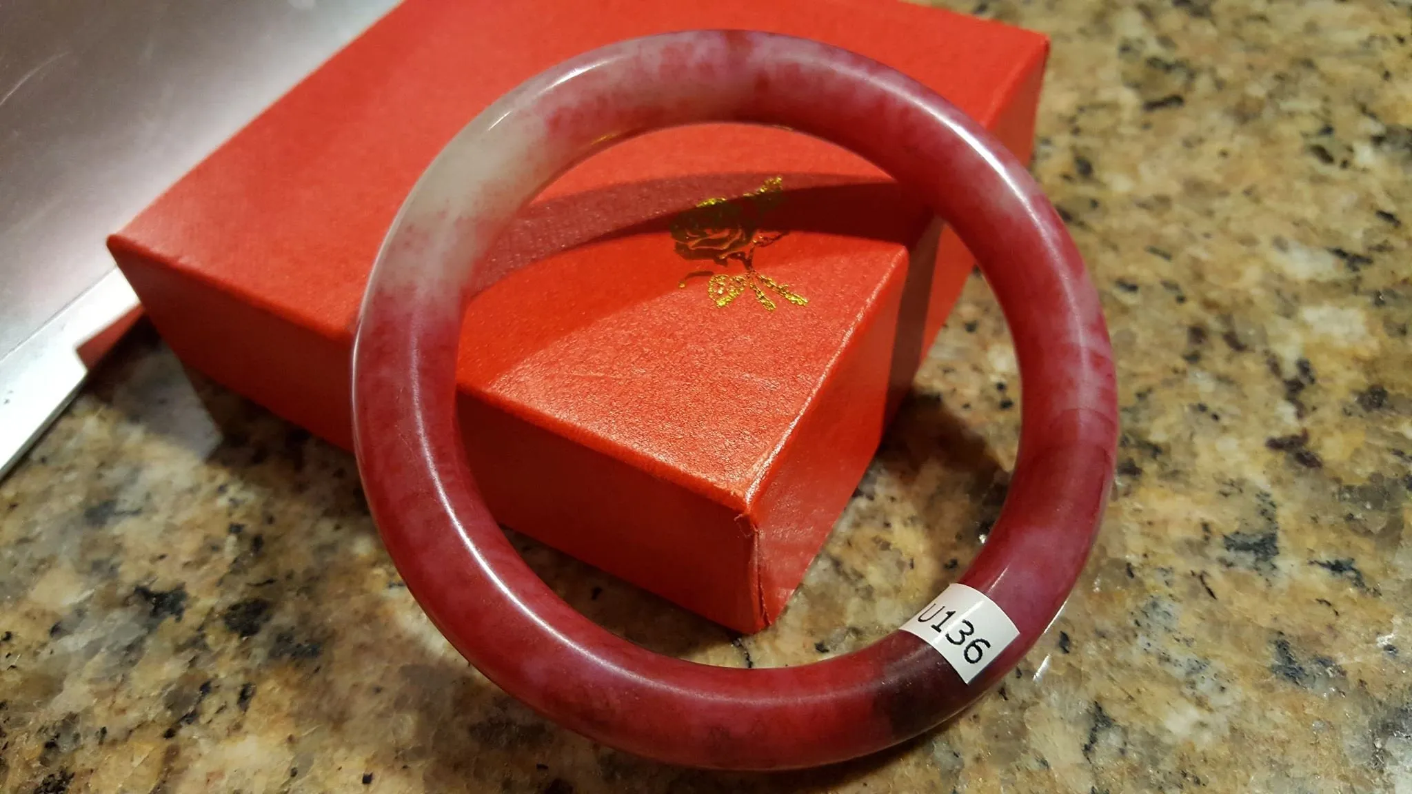 10% OFF- 59/60/61mm Certified Natural Red Xiu Emerald A*Jade HandCarved Bangle U136