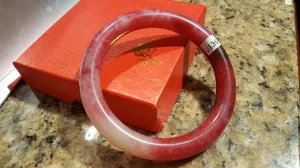 10% OFF- 59/60/61mm Certified Natural Red Xiu Emerald A*Jade HandCarved Bangle U136