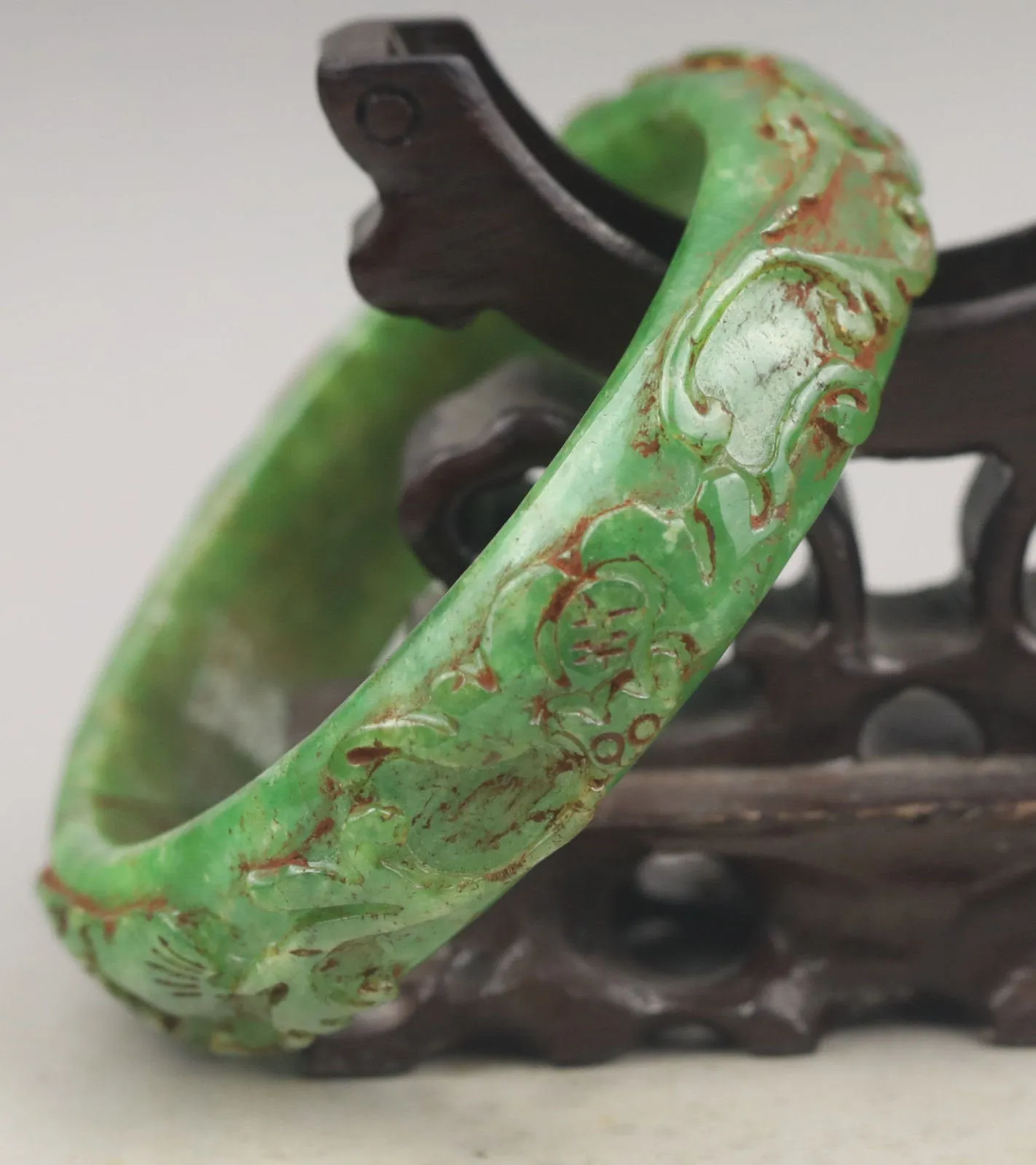 10% OFF- 60/61/62 mm Certified Natural Green Jadeite Emerald A*Jade HandCarved Bangle A1940