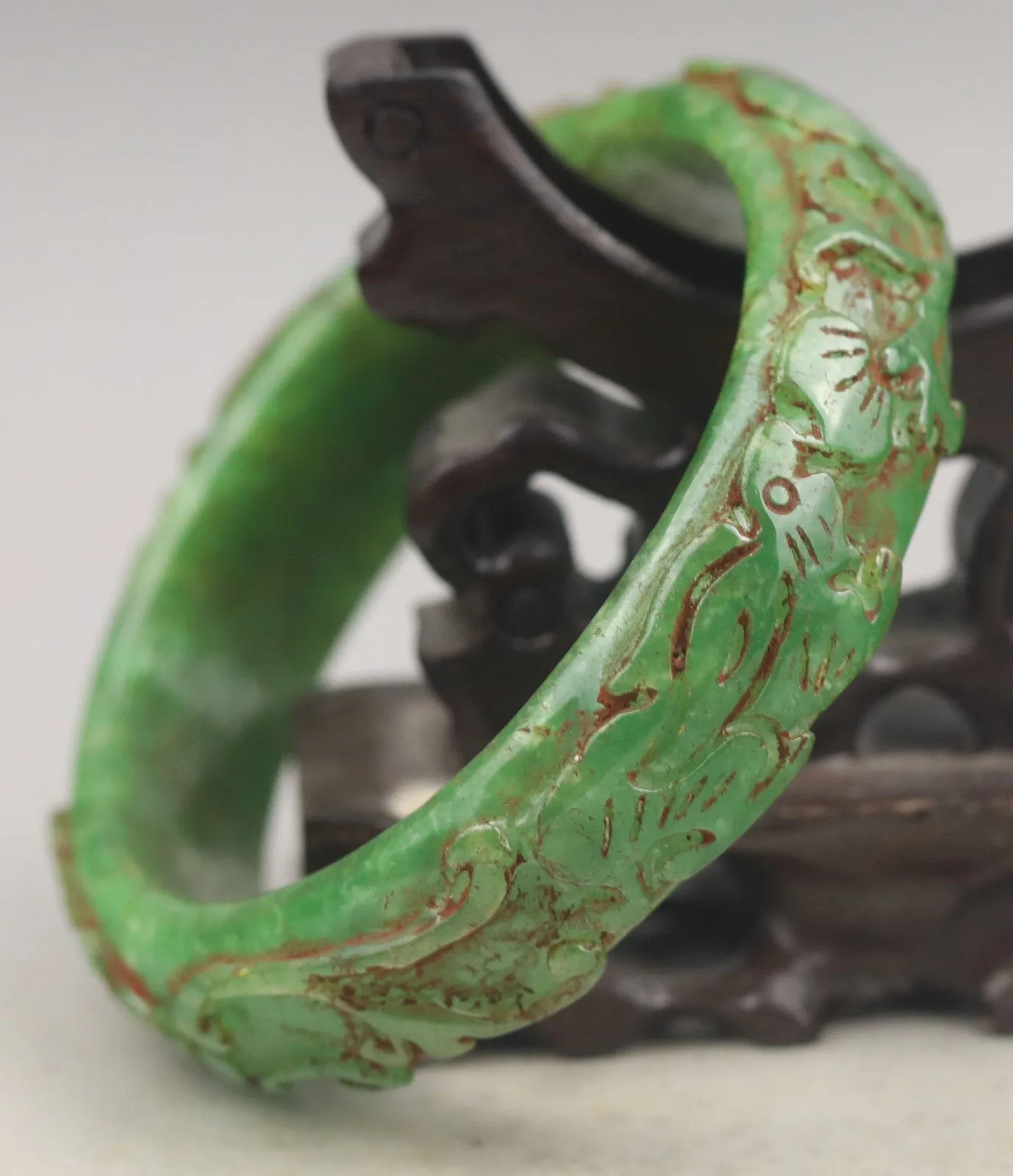 10% OFF- 60/61/62 mm Certified Natural Green Jadeite Emerald A*Jade HandCarved Bangle A1940