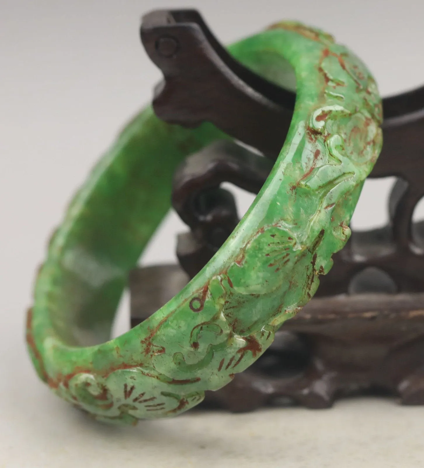10% OFF- 60/61/62 mm Certified Natural Green Jadeite Emerald A*Jade HandCarved Bangle A1940