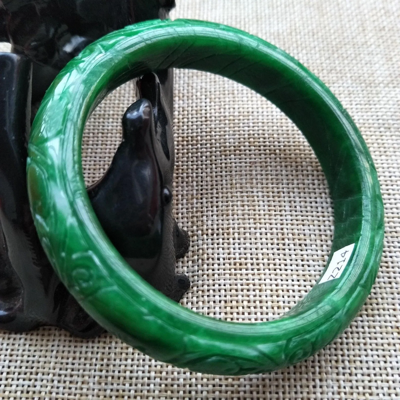 10% OFF- 60/61/62 mm Certified Natural Jadeite Emerald A Jade HandCarved Ruyi Flower Bracelet Bangle Z214