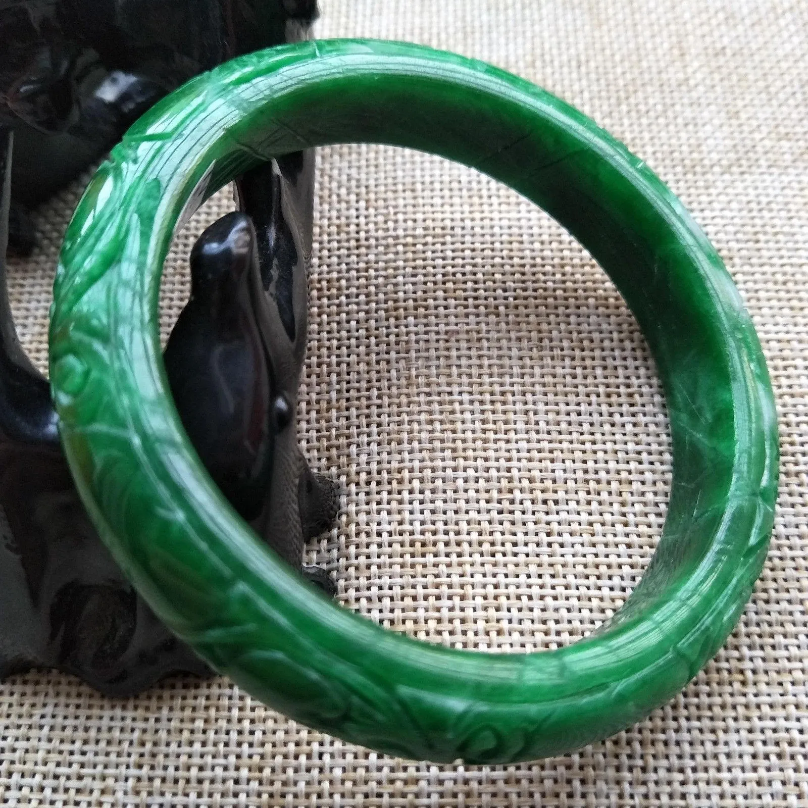 10% OFF- 60/61/62 mm Certified Natural Jadeite Emerald A Jade HandCarved Ruyi Flower Bracelet Bangle Z214