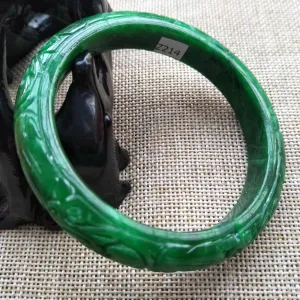 10% OFF- 60/61/62 mm Certified Natural Jadeite Emerald A Jade HandCarved Ruyi Flower Bracelet Bangle Z214