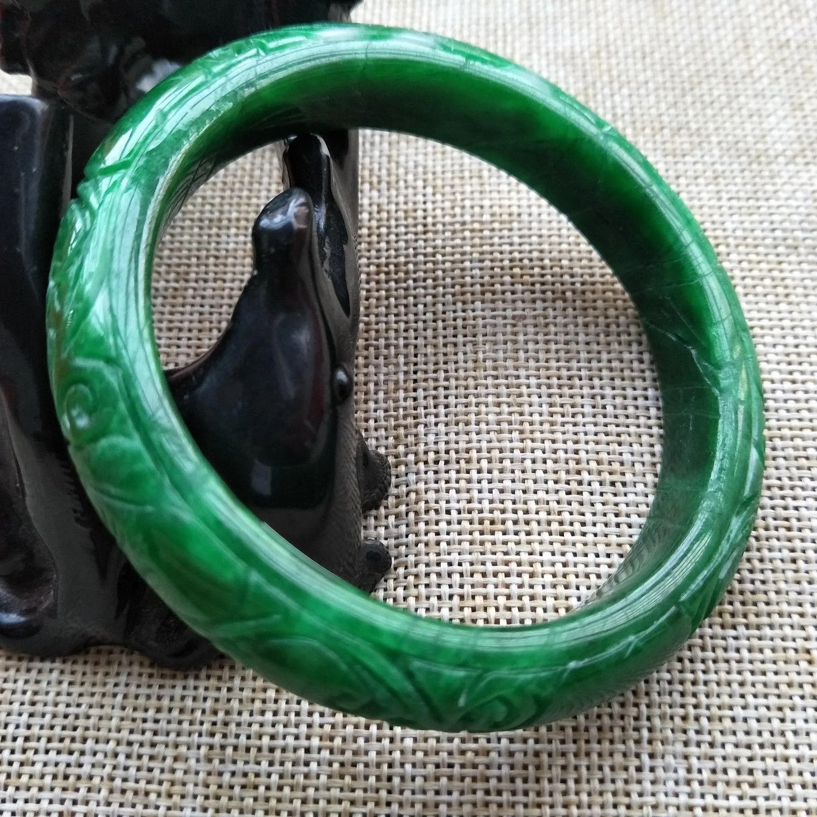 10% OFF- 60/61/62 mm Certified Natural Jadeite Emerald A Jade HandCarved Ruyi Flower Bracelet Bangle Z214