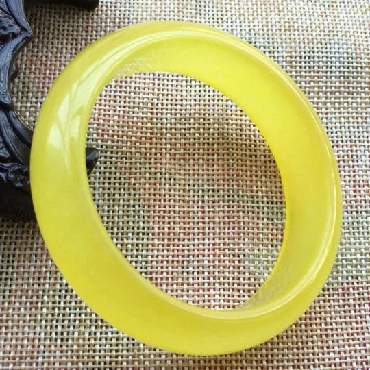 10% OFF- 60/61/62 mm Certified Natural Yellow Emerald A*Jade HandCarved Bangle F83