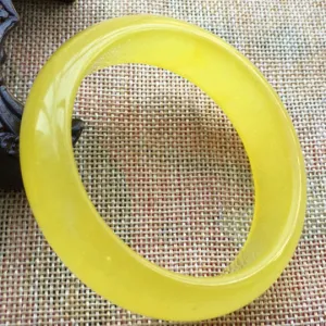 10% OFF- 60/61/62 mm Certified Natural Yellow Emerald A*Jade HandCarved Bangle F83
