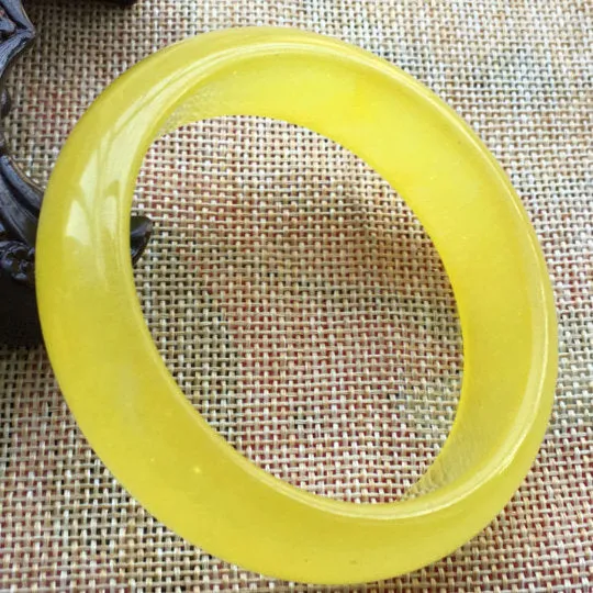 10% OFF- 60/61/62 mm Certified Natural Yellow Emerald A*Jade HandCarved Bangle F83