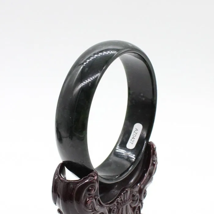 10% OFF- 60/61/62mm Certified Natural Black-Green Emerald A*Jade Carved Bangle