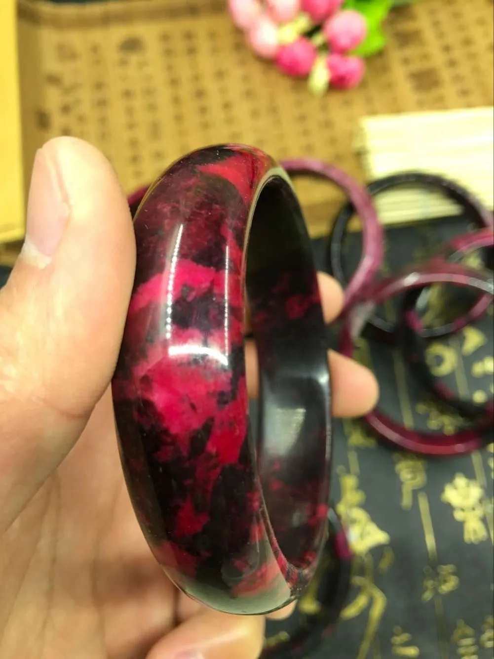 10% OFF- 60/61/62mm Certified Natural Peach Blossom Nephrite Jade Bracelet Bangle