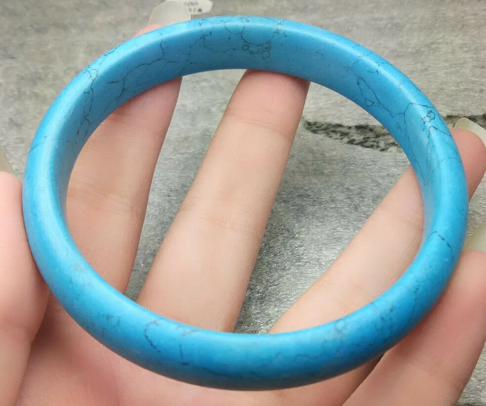 10% OFF- 60/61/62mm Certified Natural Turquoise HandCarved Bracelet Bangle A1940