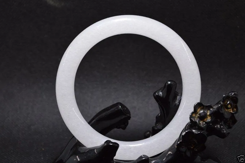 10% OFF- 60/61/62mm Certified Natural White Jadeite Emerald A*Jade HandCarved Bangle A194089