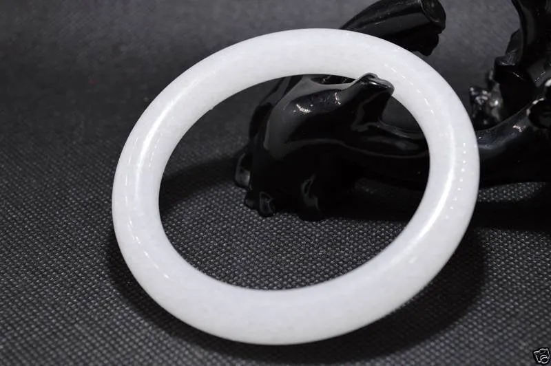 10% OFF- 60/61/62mm Certified Natural White Jadeite Emerald A*Jade HandCarved Bangle A194089