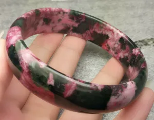 10% OFF- 61/62/63mm Certified Natural Peach Blossom Emerald A Jade HandCarved Bangle A1940