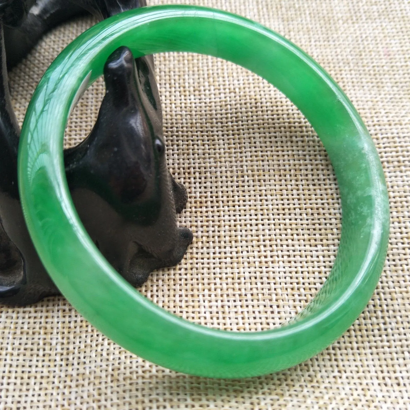 10% OFF- 63/64/65 mm Certified Natural Jadeite Emerald A*Jade HandCarved Bangle P114