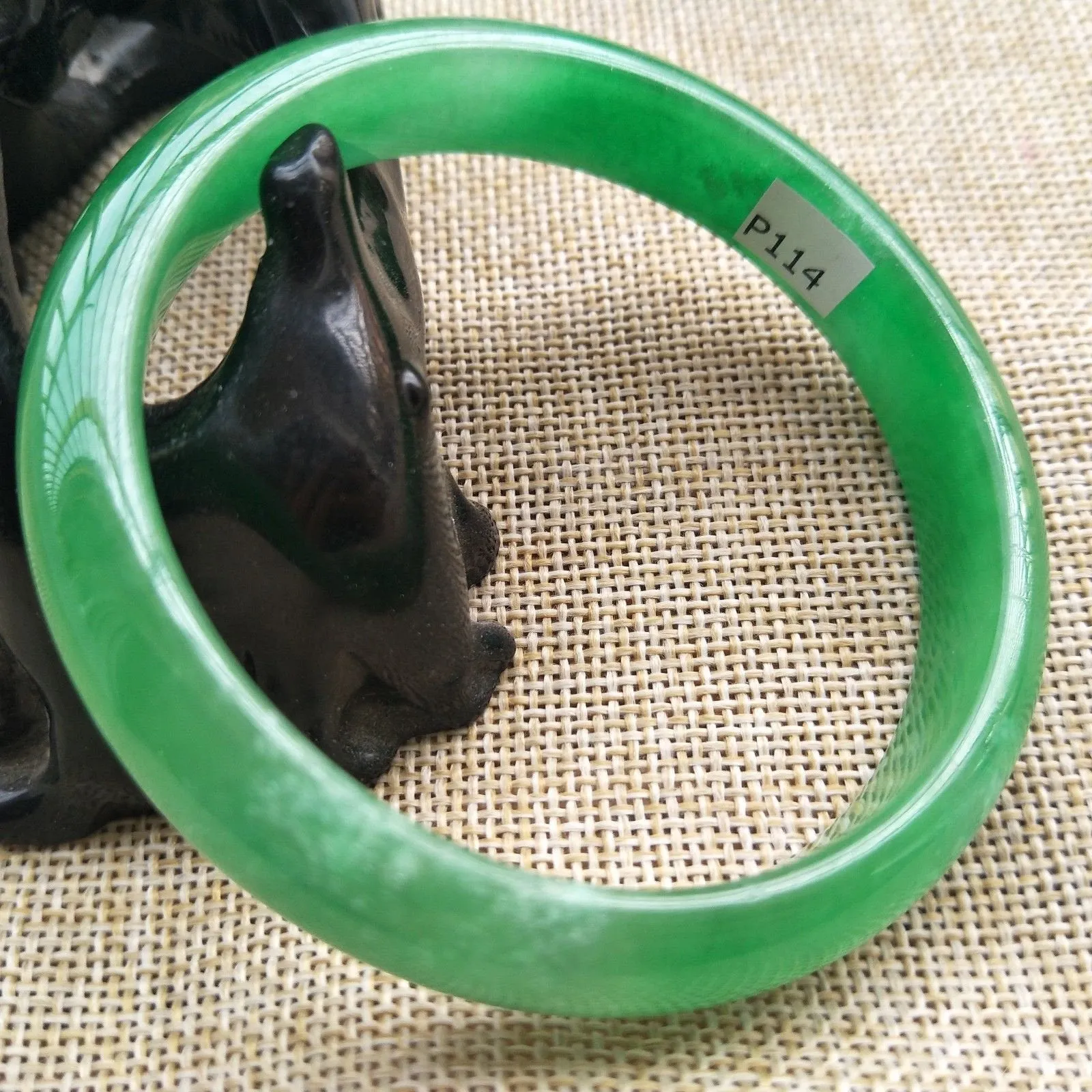 10% OFF- 63/64/65 mm Certified Natural Jadeite Emerald A*Jade HandCarved Bangle P114