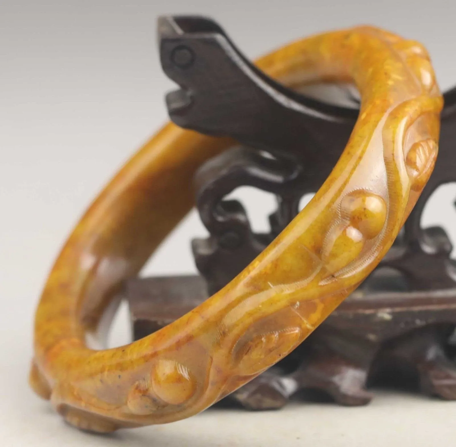10% OFF- 63/64/65mm Certified Natural Yellow Red Jadeite Emerald A*Jade Intaglio HandCarved Bangle A1940
