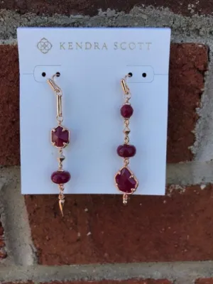 10% OFF- Certified Natural Jadeite Emerald A Jade HandCarved A Pair of NWT Kendra Scott Rhys Drop Statement Earrings in Maroon Jade