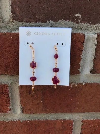 10% OFF- Certified Natural Jadeite Emerald A Jade HandCarved A Pair of NWT Kendra Scott Rhys Drop Statement Earrings in Maroon Jade