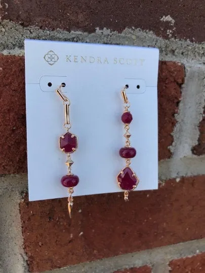 10% OFF- Certified Natural Jadeite Emerald A Jade HandCarved A Pair of NWT Kendra Scott Rhys Drop Statement Earrings in Maroon Jade