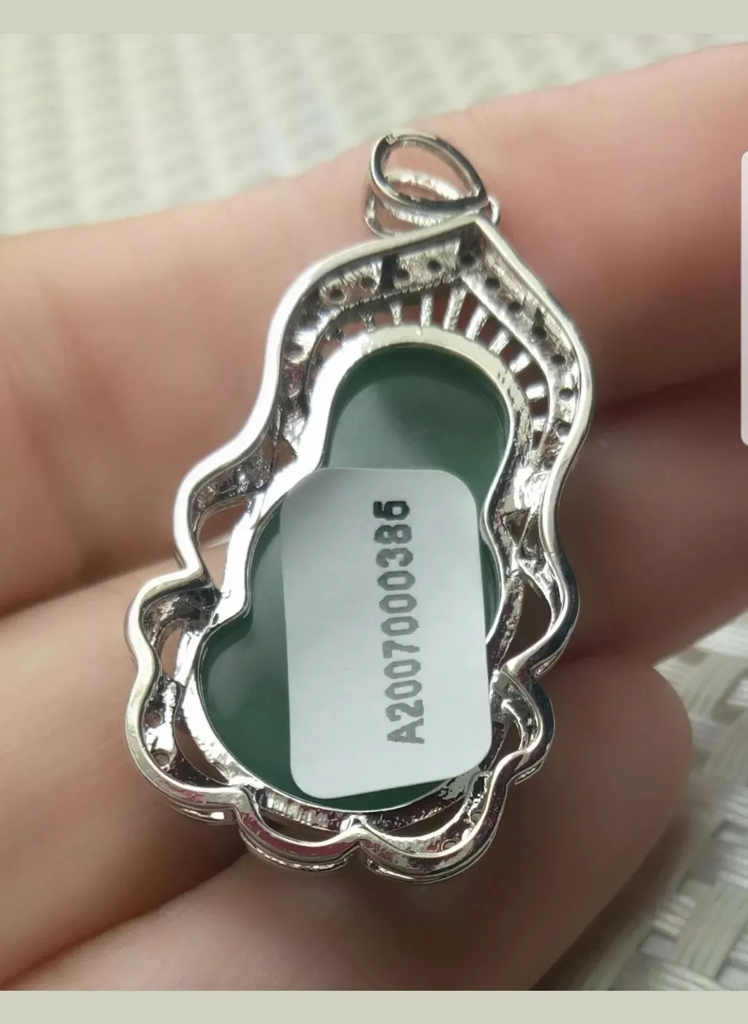 10% OFF- Certified Natural Jadeite Emerald A Jade Handcrafted Guanyin 925 Sterling Silver Pendant