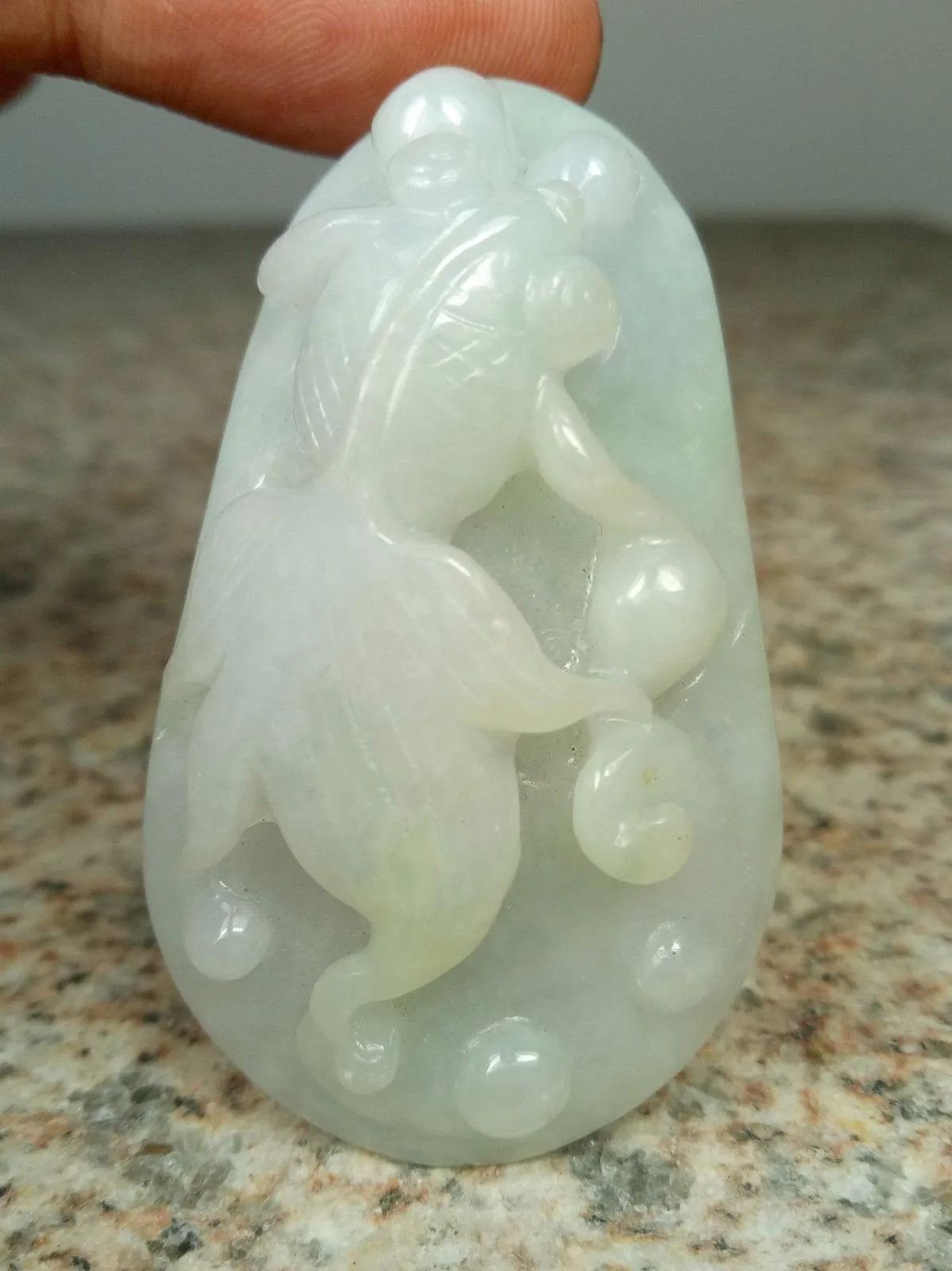 10% OFF- Certified Natural Jadeite Emerald A*Jade HandCarved Gold Fish Pendant W0033