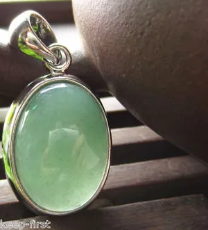 10% OFF- Certified Natural Jadeite Emerald A*Jade HandCarved Oval Pendant White Gold Plated